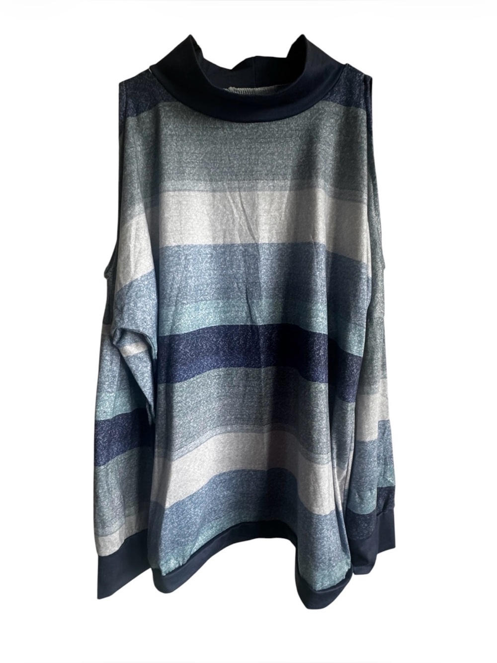 3 FOR $20 WOMEN’S Oversized Blue Gray White Striped Ombré Cold-Shoulder Sweater